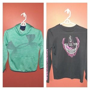Lot of 2 Under Armour Hoodie Youth Large Sweatshirt Cold Gear and a Heat GEAR#3